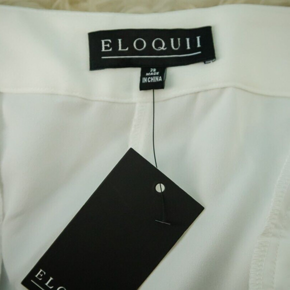 Eloquii Plus Size 28 White Wide Straight Leg Button Zip Closure Dress Pants NEW - Picture 3 of 7